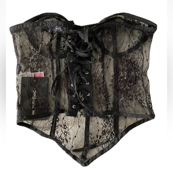Pretty Little Thing Corset Shape Black Sheer Lace Structured Size 2 - Picture 5 of 5